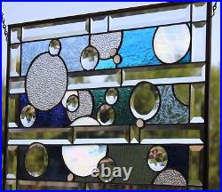 Bubbly 21 ½ x15 ½ Jeweled -Beveled Stained Glass Window