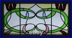 COLORED ABSTRACT ENGLISH LEADED STAINED GLASS WINDOW TRANSOM 35 1/2 x 18 3/4