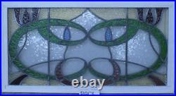 COLORED ABSTRACT ENGLISH LEADED STAINED GLASS WINDOW TRANSOM 35 1/2 x 18 3/4