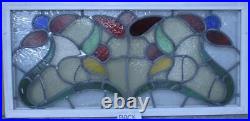 COLORED FLORAL OLD ENGLISH LEADED STAINED GLASS WINDOW TRANSOM 42 x 20