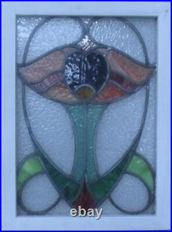 COLORFUL ABSTRACT MIDSIZE ENGLISH LEADED STAINED GLASS WINDOW 17 1/2 x 23 3/4