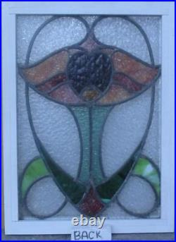 COLORFUL ABSTRACT MIDSIZE ENGLISH LEADED STAINED GLASS WINDOW 17 1/2 x 23 3/4