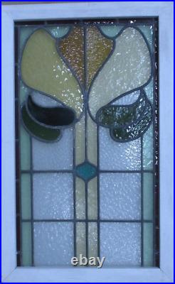 COLORFUL ABSTRACT MIDSIZE ENGLISH LEADED STAINED GLASS WINDOW 32 1/4 x 20 1/4