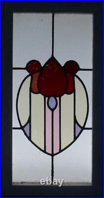 COLORFUL ABSTRACT MIDSIZE OLD ENGLISH LEADED STAINED GLASS WINDOW 13 3/4 x 26