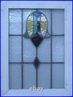 COLORFUL ABSTRACT MIDSIZE OLD ENGLISH LEADED STAINED GLASS WINDOW 21 x 28
