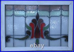 COLORFUL ABSTRACT OLD ENGLISH LEADED STAINED GLASS WINDOW TRANSOM 31 x 21 3/4