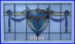 COLORFUL FLORAL ENGLISH LEADED STAINED GLASS WINDOW TRANSOM 36 1/2 x 21 1/2