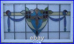 COLORFUL FLORAL ENGLISH LEADED STAINED GLASS WINDOW TRANSOM 36 1/2 x 21 1/2