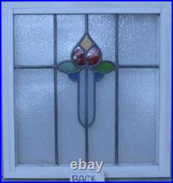 COLORFUL FLORAL OLD ENGLISH LEADED STAINED GLASS WINDOW 20 1/4 x 21