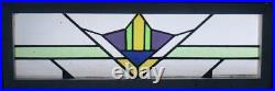 COLORFUL GEOMETRIC ENGLISH LEADED STAINED GLASS WINDOW TRANSOM 35 3/4 x 11 3/4