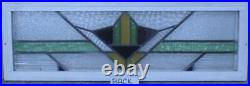 COLORFUL GEOMETRIC ENGLISH LEADED STAINED GLASS WINDOW TRANSOM 35 3/4 x 11 3/4
