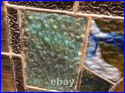 COLORFUL Orig. AMERICAN c1910 LEADED Glass ART NOUVEAU 49x17 Unframed WINDOW