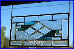 Centerd Stained Glass Panel, Window Hanging? 20 3/8 x 10 3/8 HMD-US