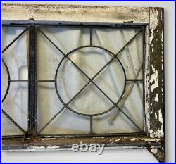Circa 1890s Antique Leaded Glass Sash Window Circle X Design 36 1/2 X 19 3/8