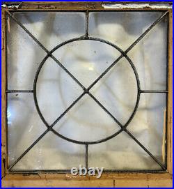 Circa 1890s Antique Leaded Glass Sash Window Circle X Design 36 1/2 X 19 3/8