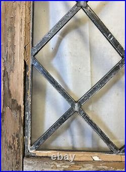 Circa 1890s Antique Leaded Glass Window Diamond Design 47 X 22.25
