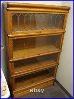 Circa 1920s 4-Stack Oak Globe Wernicke Barrister Book Case withLeaded Glass
