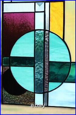 Circle Circel Dot Dot-Iradized Stained Glass Panel 23½x 8 ½
