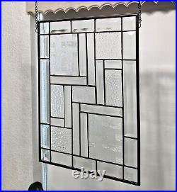 Clear Beveled Stained Glass Window Panel Hanging? 17 1/2x12 3/8