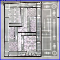 Clear Beveled Stained Glass Window Panel Hanging? 17 1/2x12 3/8