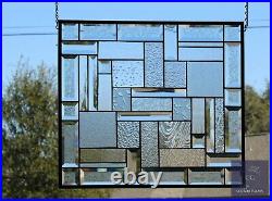 Clear Beveled Stained Glass Window Panel Hanging 20x18