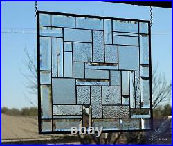 Clear Beveled Stained Glass Window Panel Hanging 20x18