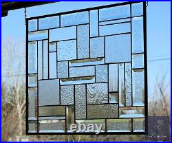 Clear Beveled Stained Glass Window Panel Hanging 20x18