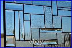 Clear Beveled Stained Glass Window Panel Hanging 20x18