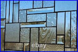 Clear Beveled Stained Glass Window Panel Hanging 20x18