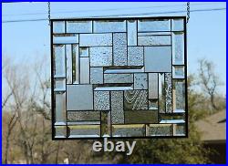 Clear Beveled Stained Glass Window Panel Hanging 20x18