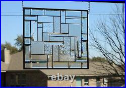 Clear Beveled Stained Glass Window Panel Hanging 20x18