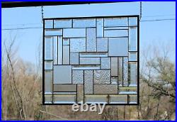 Clear Beveled Stained Glass Window Panel Hanging 20x18