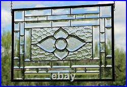 Clear /Frosted Beveled Stained Glass Window Panel-HMD 21 5/8 x15 5/8