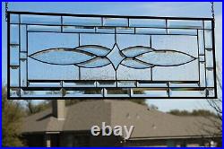 Clear Transom Beveled Stained Glass Panel, Window Hanging 31 1/2 x 12 1/2