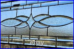 Clear Transom Beveled Stained Glass Panel, Window Hanging 31 1/2 x 12 1/2