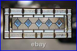 Cobalt-Beveled Stained Glass Window Panel- Hanging 26 1/2 x 10 1/2