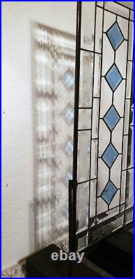 Cobalt-Beveled Stained Glass Window Panel- Hanging 26 1/2 x 10 1/2