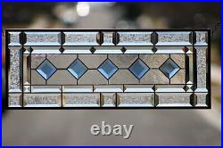 Cobalt-Beveled Stained Glass Window Panel- Hanging 26 1/2 x 10 1/2