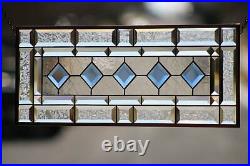 Cobalt-Beveled Stained Glass Window Panel- Hanging 26 1/2 x 10 1/2