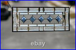 Cobalt-Beveled Stained Glass Window Panel- Hanging 26 1/2 x 10 1/2