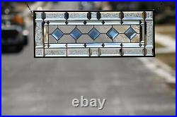 Cobalt-Beveled Stained Glass Window Panel- Hanging 26 1/2 x 10 1/2