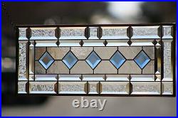 Cobalt-Beveled Stained Glass Window Panel- Hanging 26 1/2 x 10 1/2