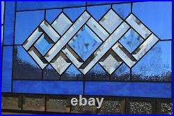 Cobalt. Beveled Stained Glass Window Panel-Transom- 25 5/8 x 15 5/8