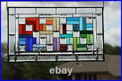 Color Connection -Beveled Stained Glass Window Panel 28 5/8 x16 1/2