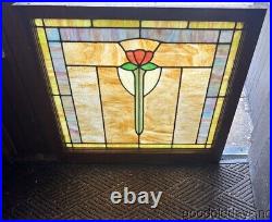 Colorful Antique Chicago Stained Leaded Glass Window Circa 1920 34 x 31