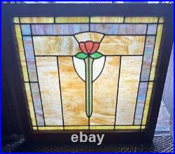 Colorful Antique Chicago Stained Leaded Glass Window Circa 1920 34 x 31