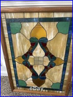 Colorful Antique Southern Stained Leaded Glass Window As Found As Is