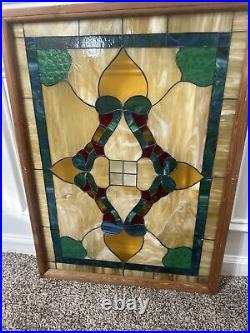 Colorful Antique Southern Stained Leaded Glass Window As Found As Is