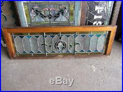 Colorful Antique Stained Glass Transom Window 48.5 X 15.5 Salvage