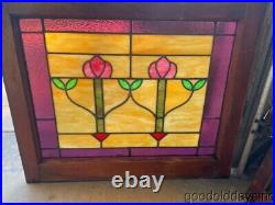 Colorful Antique Stained Leaded Glass Window Circa 1915
